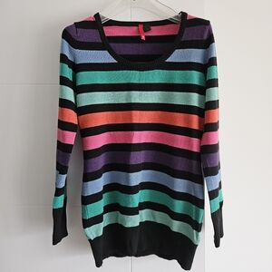 H&M sz 6 Divided Rainbow Top Long Sleeve Sweater Colour Block